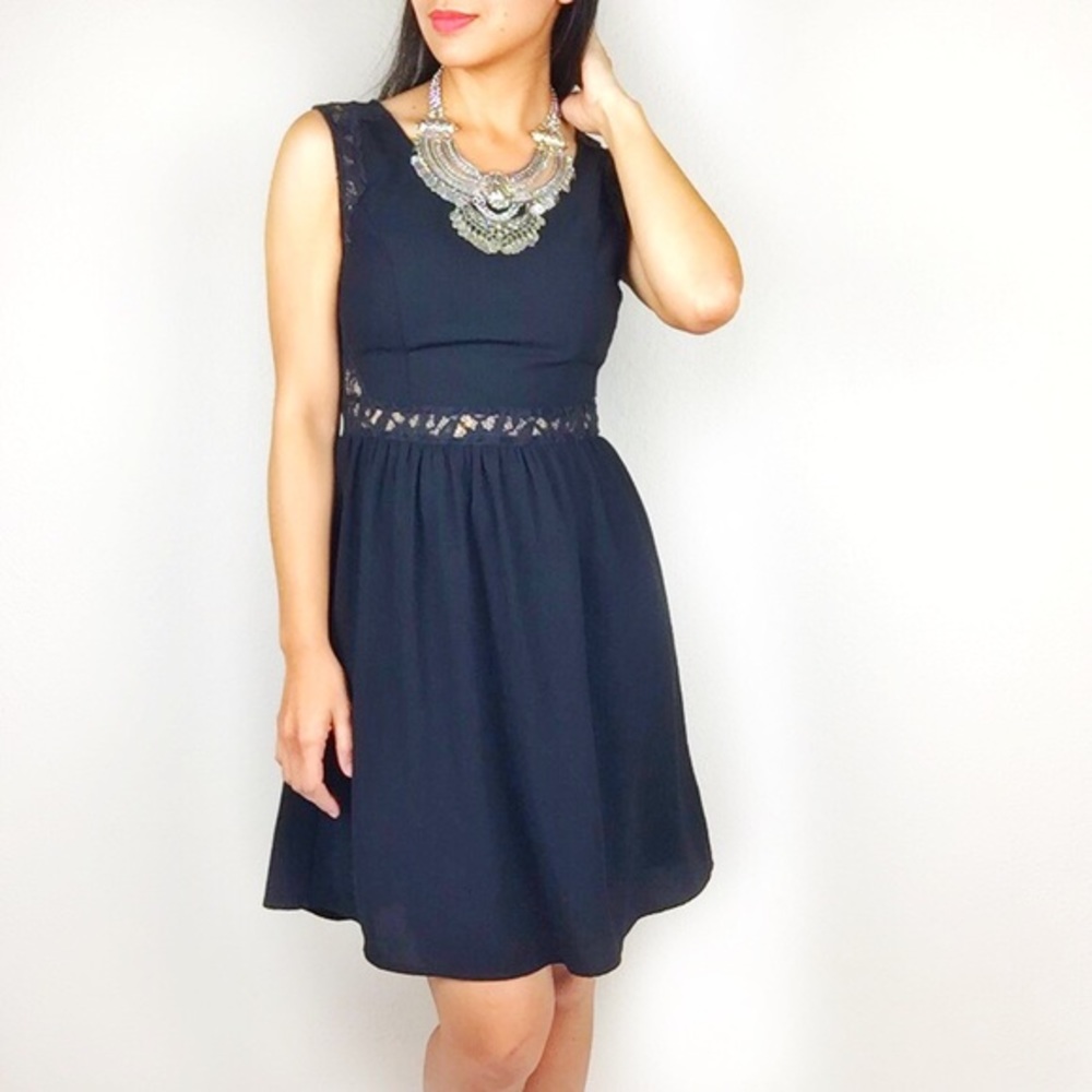 Black lace trim dress